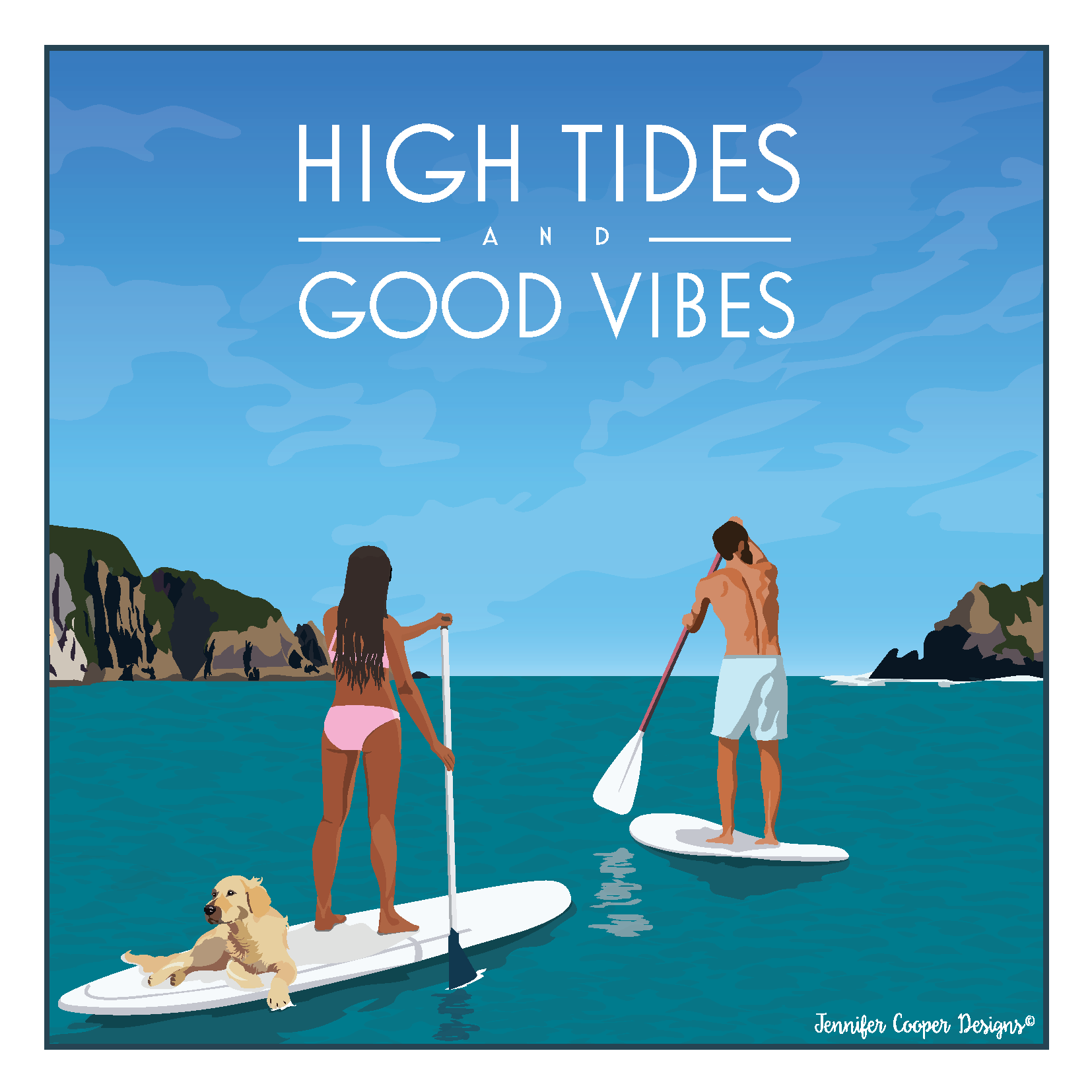 High Tides & Good Vibes - Paddle Boarding Greeting Card