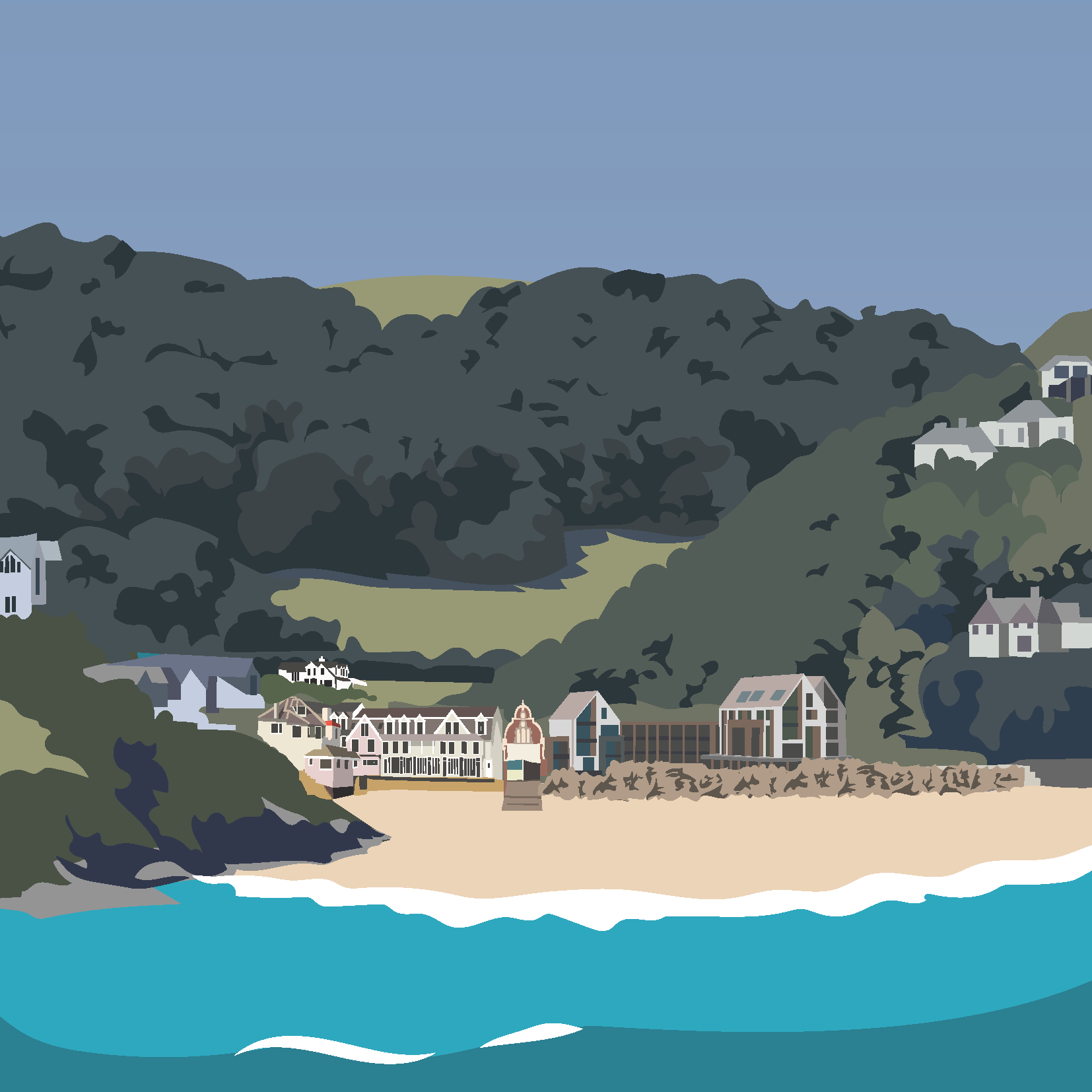 Salcombe: North & South Sands greeting cards (Pack of 5)