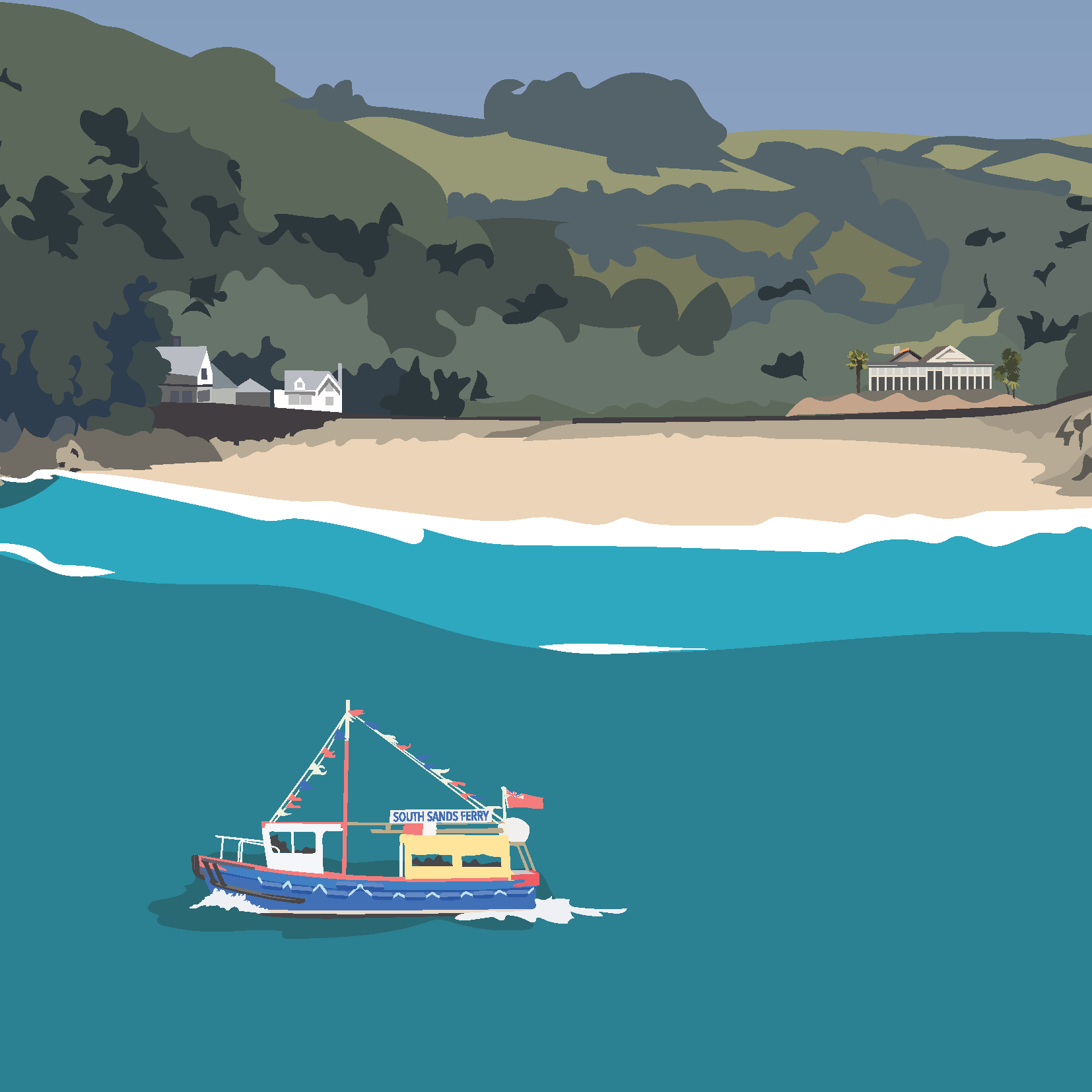 Salcombe: North & South Sands greeting cards (Pack of 5)