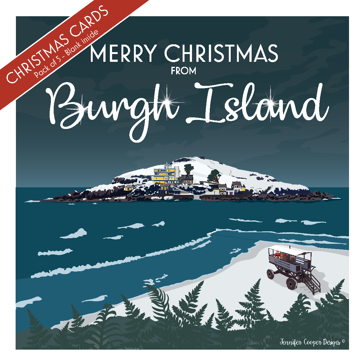 Burgh Island Christmas greeting cards (Pack of 5)