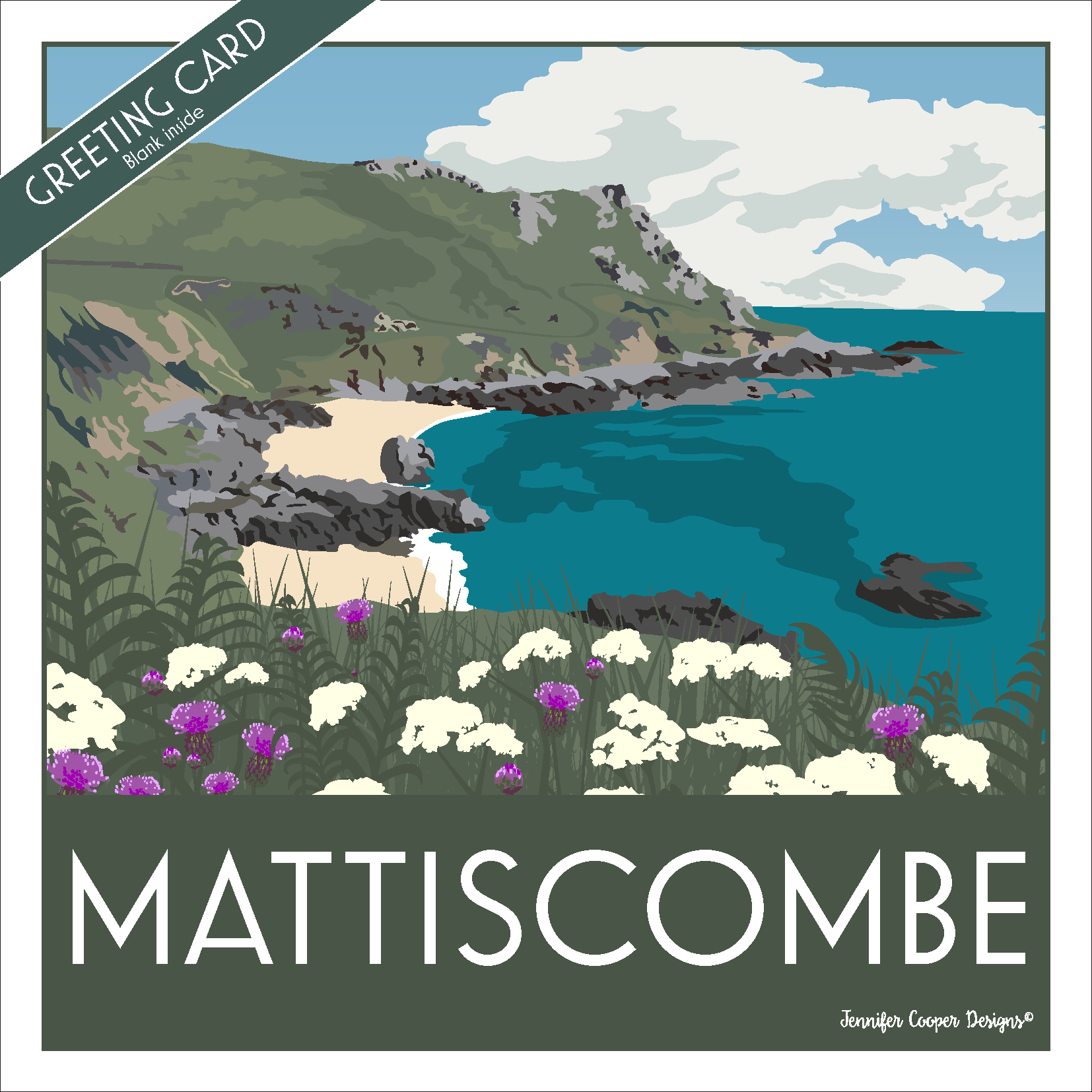 Mattiscombe Beach greeting card (Pack of 5)