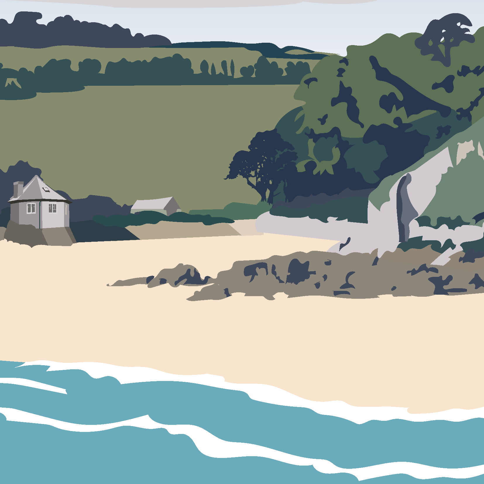 Mothecombe Beach greeting cards (Pack of 5)