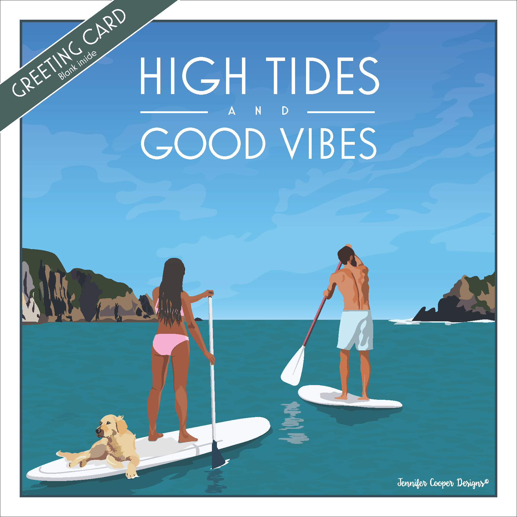 High Tides and Good Vibes Greeting Cards (Pack of 5)