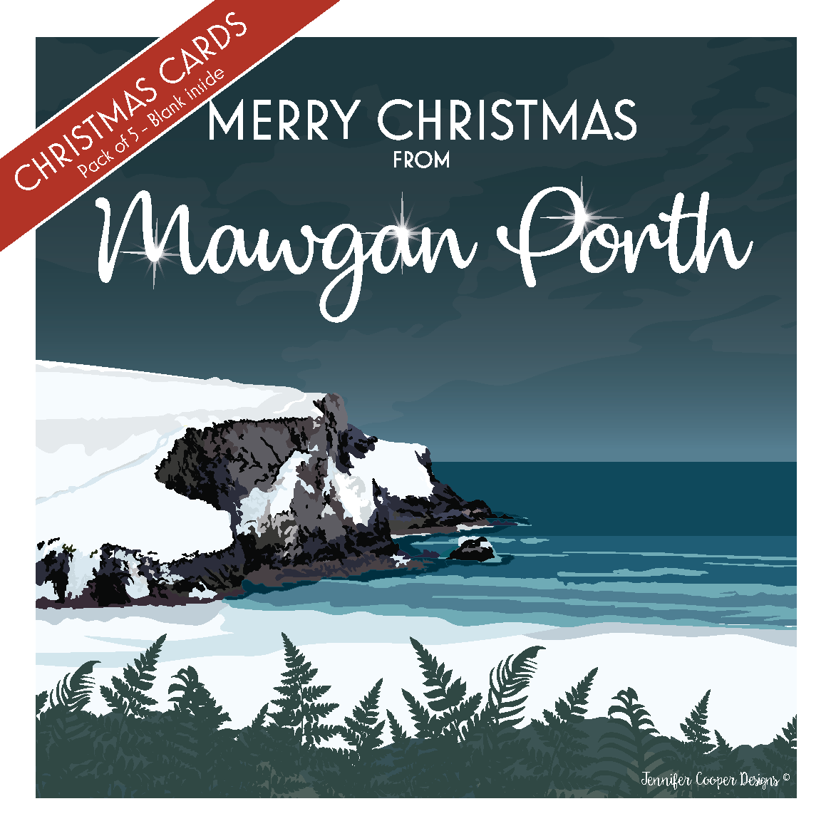 Mawgan Porth Christmas greeting cards (Pack of 5)