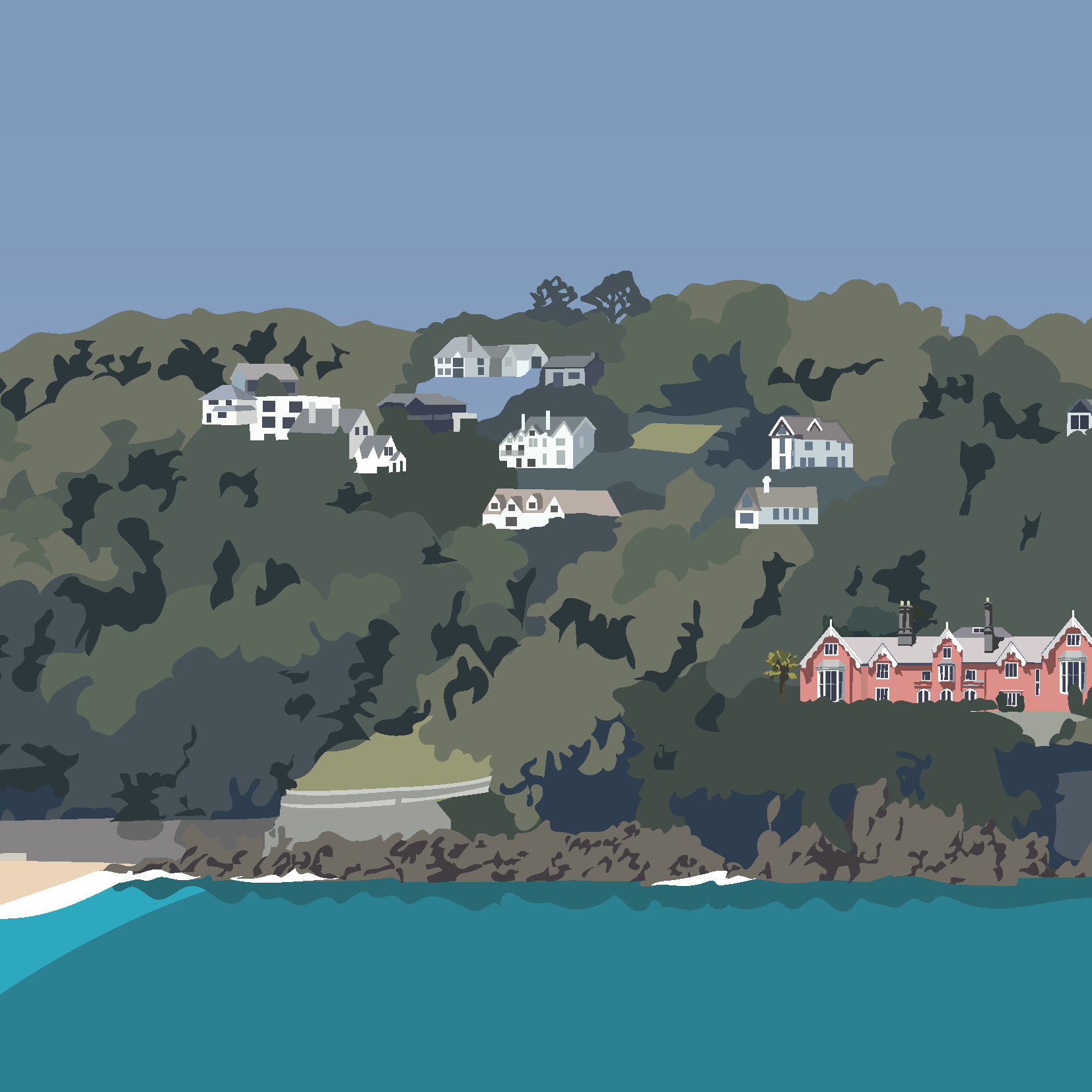 Salcombe: North & South Sands greeting cards (Pack of 5)
