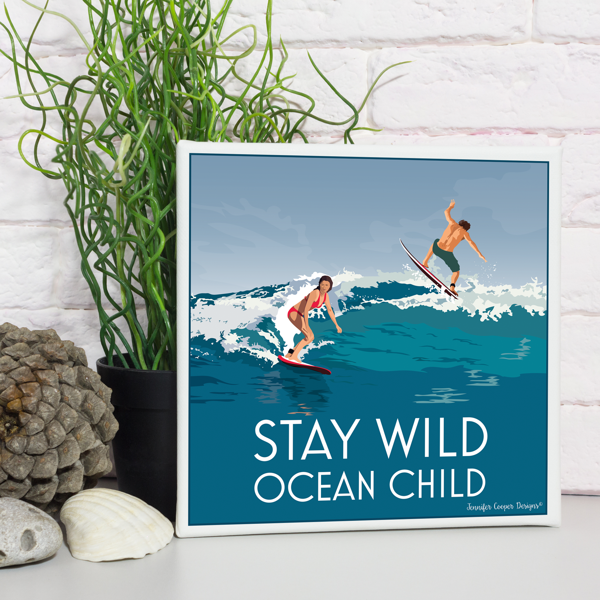 Stay Wild Ocean Child - Surfing Greeting Card